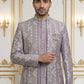 Men Silk Blend Embroidered Sherwani Set ( 50JIND 139Lavender S )
