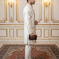 Silk Blend Floral Embroidered Sherwani Set ( 50JIND 140White S )