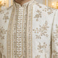 Silk Blend Floral Embroidered Sherwani Set ( 50JIND 140White S )
