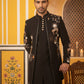 Japanese Fabric Embroidered Sherwani Set ( 50JIND 141Black )