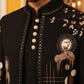 Japanese Fabric Embroidered Sherwani Set ( 50JIND 141Black )