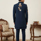 Japanese Fabric Embroidered Sherwani Set ( 50JIND 141Navy S )