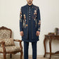 Japanese Fabric Embroidered Sherwani Set ( 50JIND 141Navy S )