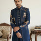 Japanese Fabric Embroidered Sherwani Set ( 50JIND 141Navy S )