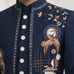 Japanese Fabric Embroidered Sherwani Set ( 50JIND 141Navy S )