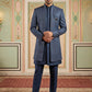 Designer Cotton Blend Sherwani Set ( 50JIND 144Navy S )