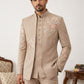 Japanese Fabric Embroidered Sherwani Set ( 50JIND 145Beige S )