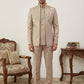 Japanese Fabric Embroidered Sherwani Set ( 50JIND 145Beige S )