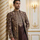 Silk Blend Floral Embroidered Sherwani Set ( 50JIND 146Purple S )
