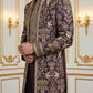 Silk Blend Floral Embroidered Sherwani Set ( 50JIND 146Purple S )