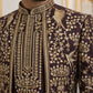 Silk Blend Floral Embroidered Sherwani Set ( 50JIND 146Purple S )