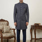 Classic Woven Jacquard Indo-Western Set ( 50JIND 148Navy S )