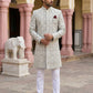 Embroidered Cotton Blend Indo-Western Set ( 50JIND 149Grey S )