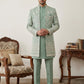 Japanese Embroidered Indo-Western Set ( 50JIND 151Green S )
