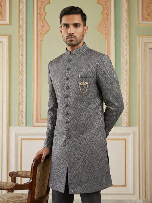 Woven Design Jacquard Indo-Western Set ( 50JIND 152Purple S )