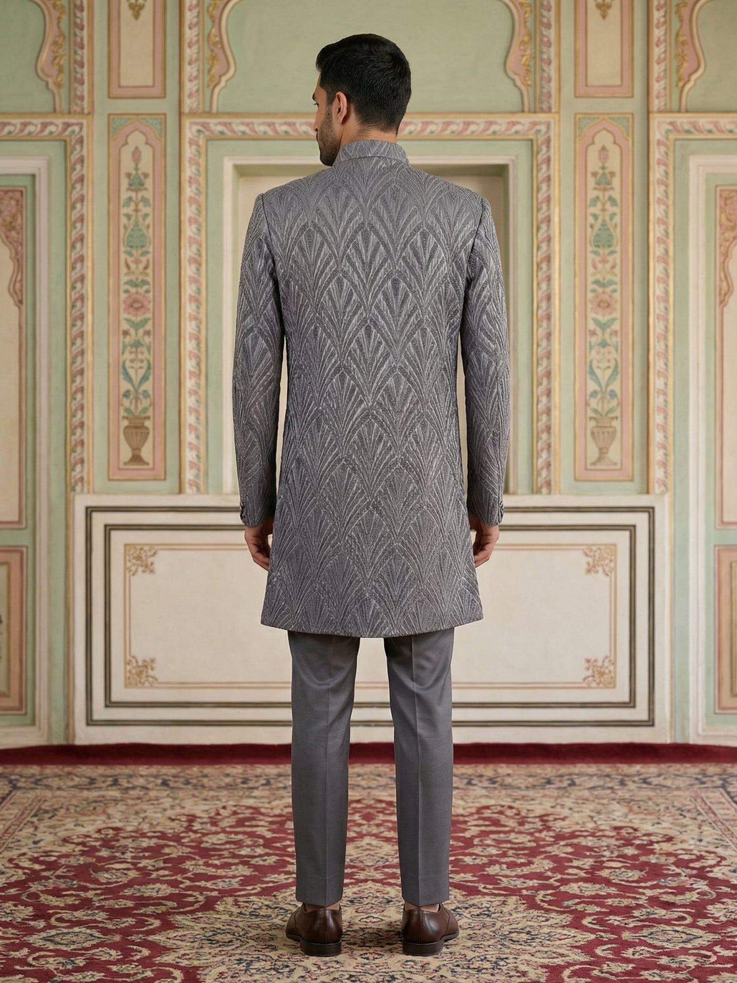 Woven Design Jacquard Indo-Western Set ( 50JIND 152Purple S )
