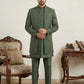 Men Embroidered Silk Indo-Western Set ( 50JIND 153Olive S )