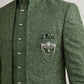 Men Embroidered Silk Indo-Western Set ( 50JIND 153Olive S )