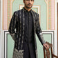 Men’s Embroidered Cotton Blend Indo-Western Set ( 50JIND 157Black S )