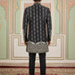 Men’s Embroidered Cotton Blend Indo-Western Set ( 50JIND 157Black S )