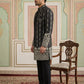 Men’s Embroidered Cotton Blend Indo-Western Set ( 50JIND 157Black S )