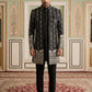Men’s Embroidered Cotton Blend Indo-Western Set ( 50JIND 157Black S )
