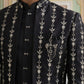 Men’s Embroidered Cotton Blend Indo-Western Set ( 50JIND 157Black S )