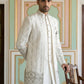 Men’s Embroidered Cotton Blend Indo-Western Set ( 50JIND 157White S )