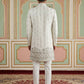 Men’s Embroidered Cotton Blend Indo-Western Set ( 50JIND 157White S )