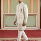 Men’s Embroidered Cotton Blend Indo-Western Set ( 50JIND 157White S )