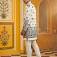 Men’s Embroidered Silk Blend Indo-Western Set ( 50JIND 158White S )