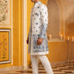 Men’s Embroidered Silk Blend Indo-Western Set ( 50JIND 158White S )