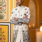 Men’s Embroidered Silk Blend Indo-Western Set ( 50JIND 158White S )