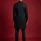 Men's Cotton Blend Indo-Western Set with Zari Work ( 50JIND 159Black S )