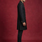 Men's Cotton Blend Indo-Western Set with Zari Work ( 50JIND 159Black S )