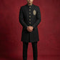 Men's Cotton Blend Indo-Western Set with Zari Work ( 50JIND 159Black S )