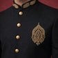 Men's Cotton Blend Indo-Western Set with Zari Work ( 50JIND 159Black S )