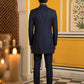 Men's Cotton Blend Indo-Western Set with Zari Work ( 50JIND 159Navy S )