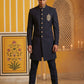 Men's Cotton Blend Indo-Western Set with Zari Work ( 50JIND 159Navy S )