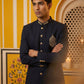 Men's Cotton Blend Indo-Western Set with Zari Work ( 50JIND 159Navy S )