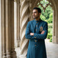 Men's Cotton Blend Indo-Western Set with Zari Work ( 50JIND 159Peacock S )