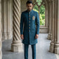 Men's Cotton Blend Indo-Western Set with Zari Work ( 50JIND 159Peacock S )