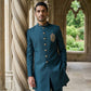 Men's Cotton Blend Indo-Western Set with Zari Work ( 50JIND 159Peacock S )