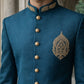 Men's Cotton Blend Indo-Western Set with Zari Work ( 50JIND 159Peacock S )
