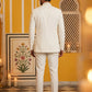 Japanese Embroidered Indo-Western Set ( 50JIND 160Cream S )