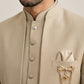 Cotton Blend Solid Indo-Western Set ( 50JIND 161Beige )