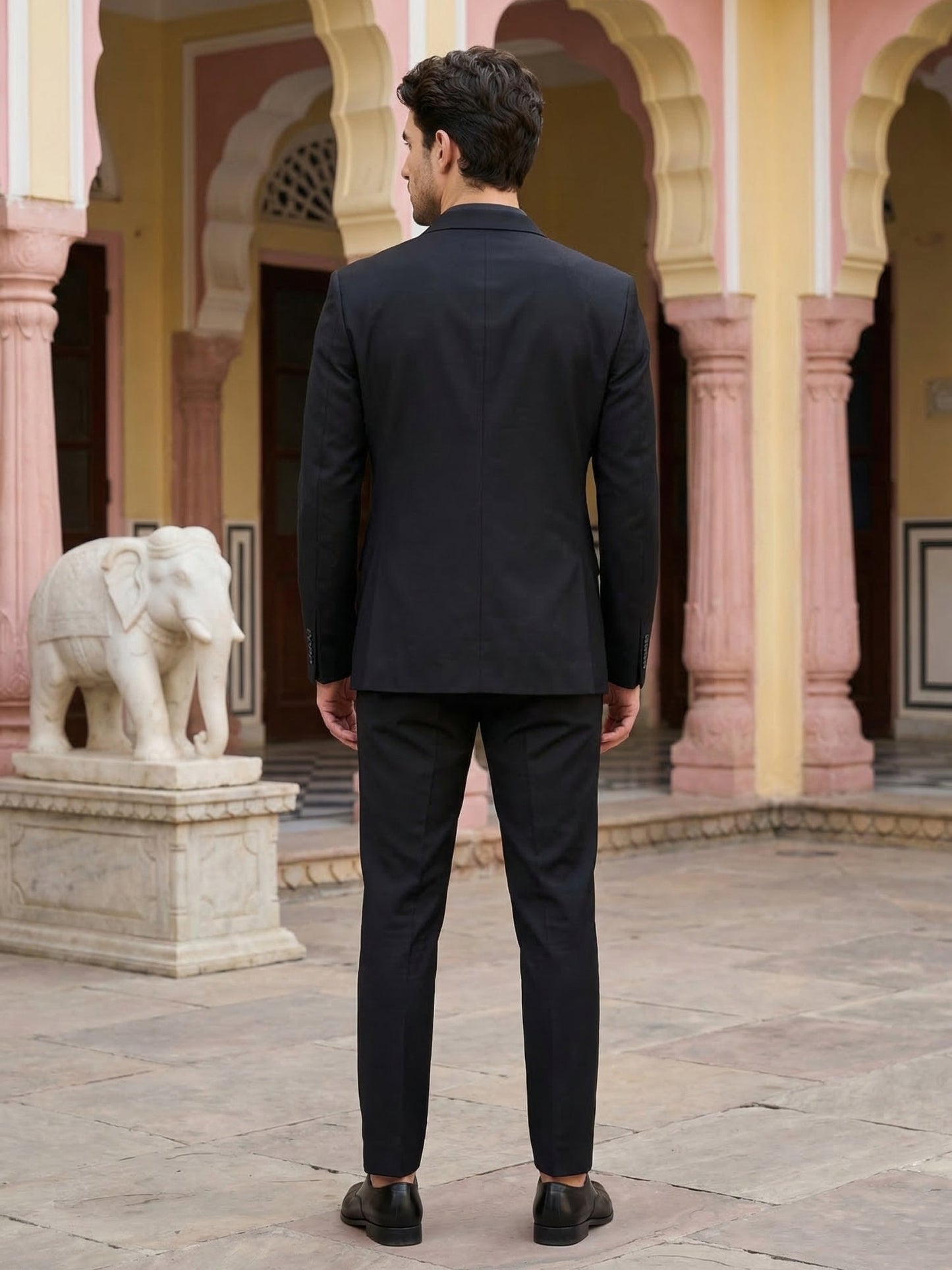 Cotton Blend Solid Indo-Western Set ( 50JIND 161Black S )