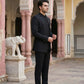Cotton Blend Solid Indo-Western Set ( 50JIND 161Black S )