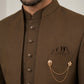 Cotton Blend Solid Indo-Western Set ( 50JIND 161D-Brown )