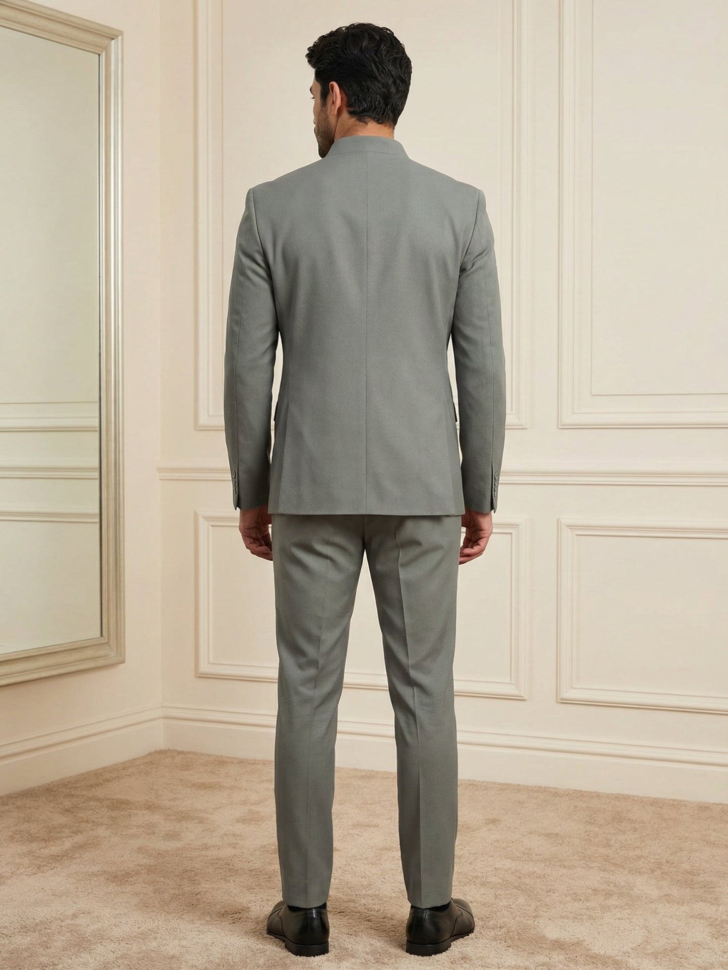 Cotton Blend Solid Indo-Western Set ( 50JIND 161Grey S )